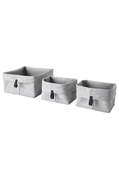 IKEA Set cutii organizatoare de culoare gri 3 piese 3 cutii sertare