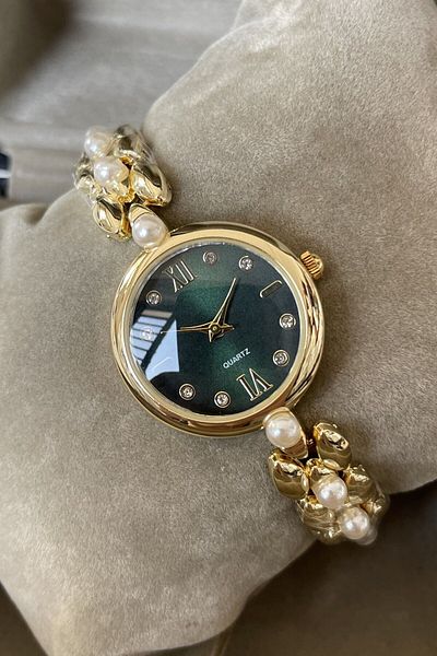 Leerybee Women's Wristwatch Nl-019 - Pearl Design with Stone Detail