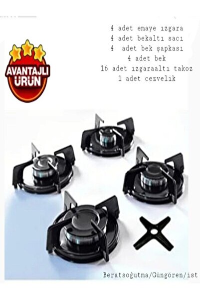 beratsogutma Üniversal Cam Ocak Üst Aparatları Izgara&bek Takımı Seti 33 Parça