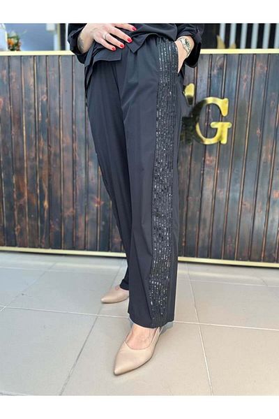 GÖKSEL Plus Size - Sequined Viscose Trousers