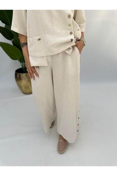 GÖKSEL Linen Plus Size Trousers