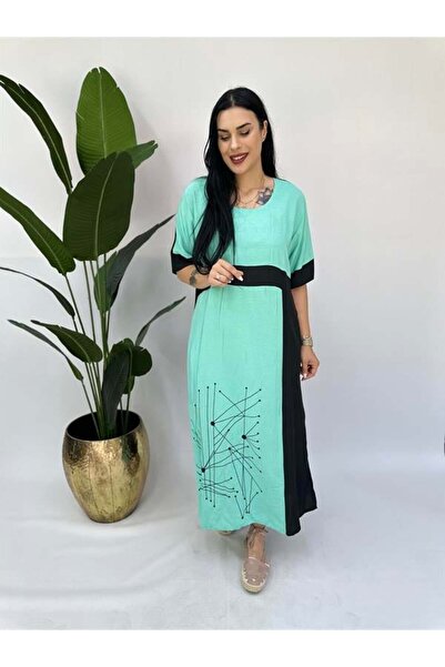 GÖKSEL Büyük Beden Dijital Baskı Tasarım Elbise