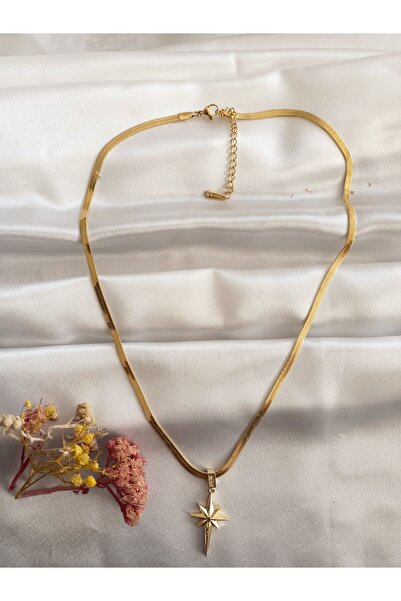 stainless steell KUTUP YILDIZI UÇLU İTALYAN ÇELİK KOLYE