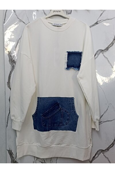 Puane Women's Tunic Sweat with Front Jeans Pocket Detail - 10560