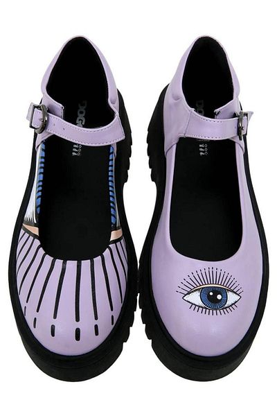 Dogo حذاء نسائي من الجلد النباتي Lilac Mary Jane Loafer - تصميم مفتوح عينيك