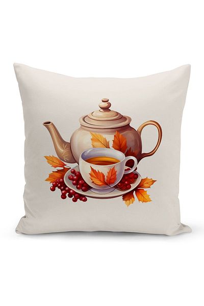 Bertille Home Autumn Series Double Sided Digital Printed Throw Pillow Cover (Halloween Autumn Cushion Cover)