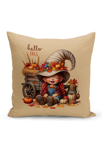 Bertille Home Есенна серия - Двустранна дигитален печат на калъфка за възглавница (Калъфка за възглавница за Хелоуин Yazkış)