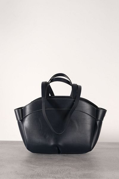 Çantacımstore Μαύρη δερμάτινη γυναικεία τσάντα tote - 2109 Model