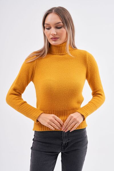 Butik Serdivan Pulover de damă cu barbă cu gât țesut - Tendință blândă, stil tricotat de sezon nou