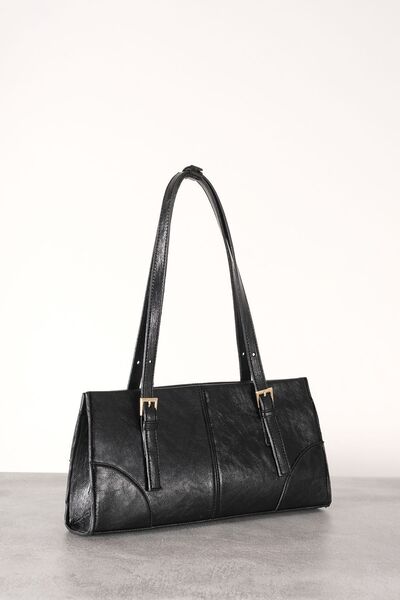 Çantacımstore Kadın Tokalı Omuz Çantası Mng Siyah