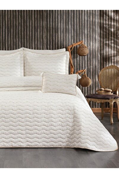 Genel Markalar Maria Çeyizlik Çift Kişilik 4 Parça Yatak Örtüsü Takımı Krem | 250x260