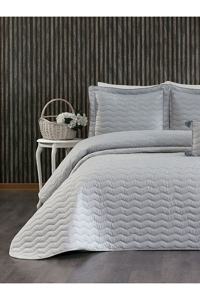 YGT Home Maria Gray Double 4 Piece Bed Cover Set - Dowry Design, 250X260