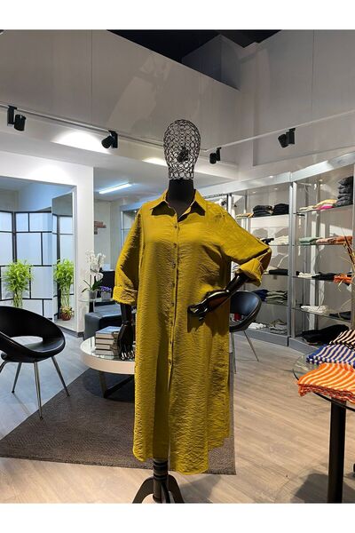 NATMORE YEŞİL MİDİ BOY GÖMLEK ELBİSE