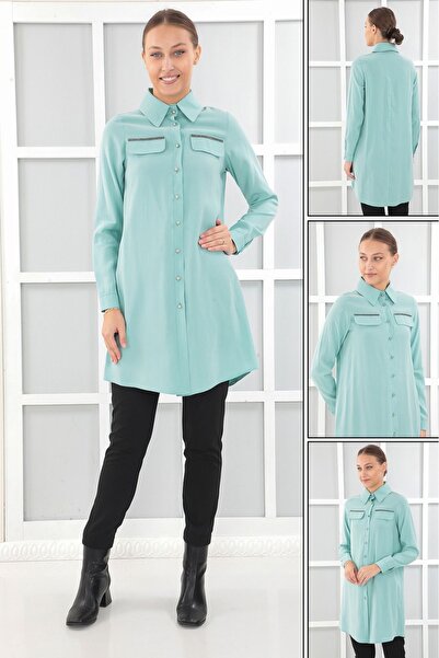 Wazze Süs Cep Detaylı Düğmeli Tunik