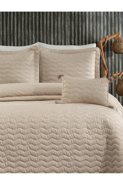 Lori Maria Double 4 Piece Bedspread Set - 250x260 Beige