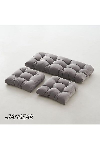 JANGEAR Luxury Balcony Rattan Pouf Lotus Set Cushion Terrace 3 Piece 120X50Cm 50X50Cm