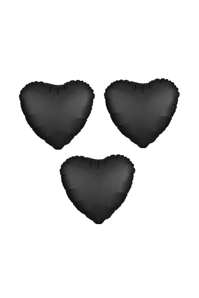 BAL10 DÜNYASI Heart Foil Balloon 3 Pcs Black