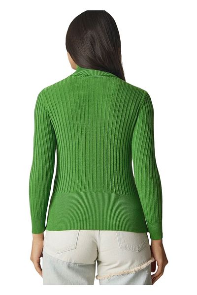 Butik Serdivan Pulover de tricotaj pentru femei cu nervuri - Gât rotic, cu gât înalt, Lycra Basic Trend