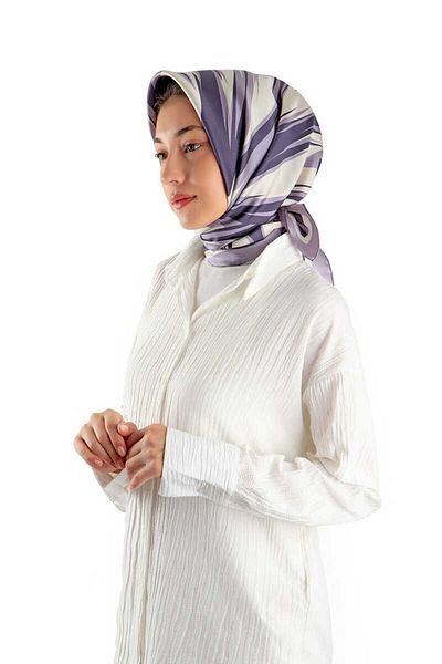 Bursa İpek Μεταξωτό μαντίλι Nilsu με σχέδιο λιλά Twill
