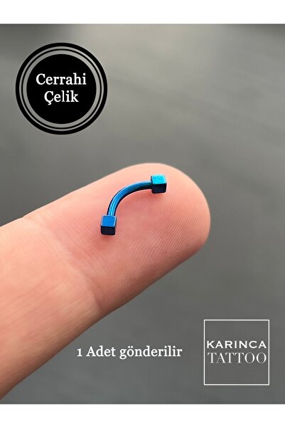 Karınca Piercing Kaş Kulak Helix Snug Rook Daith Tragus Conch Orbital Nipple Kare Mavi Piercing ( Karınca Tattoo )