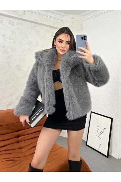 MODA DURAĞI Premium Kadın Yakalı İthal Suni Kısa Kürk