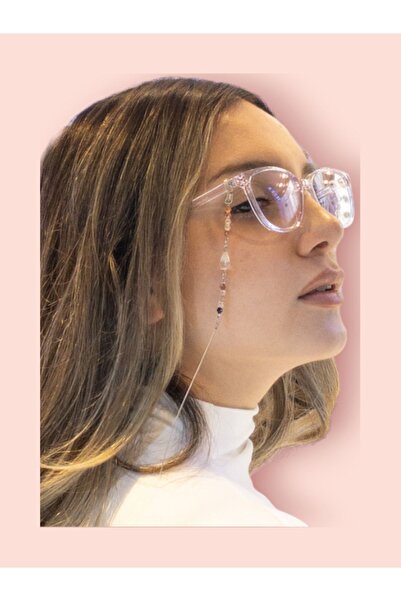 Dİ CORDE AKSESUAR White Brown Pearl - Bead Detailed Glasses Accessory