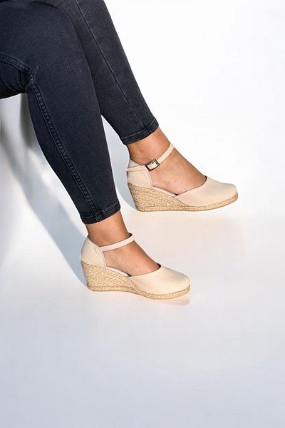 Y&D Shoes Wedge Heel Open Back Linen Sandals