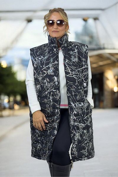 yagmurberen Large Size Signature Patterned Quilted Sleeveless Puffer Vest Jacket