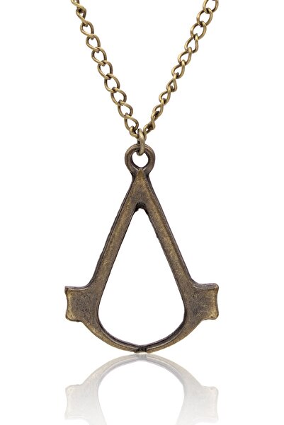 kolbi قلادة ألعاب Assassin's Creed ذات اللون الأصفر العتيق مع سلسلة كلاسيكية