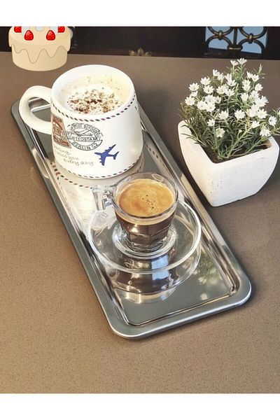 AHİR TİCARET 33X13 Rectangular Serving Tray - Tea and Coffee