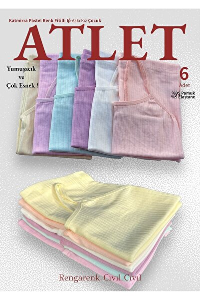 BENDEHEPSİ 6-Piece Girl's Corded Tank Top Soft and Very Flexible