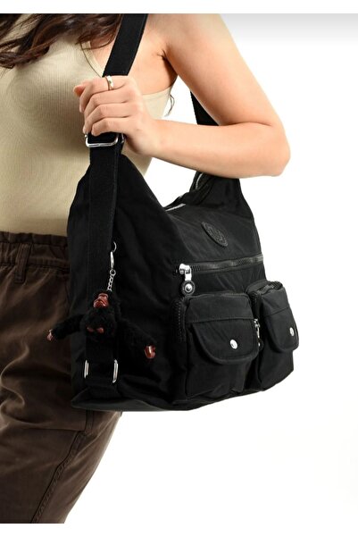 Sanmorris Sanmorris Black Crinkle Shoulder and Backpack - Πολυδιαμερισμένο ύφ...