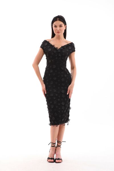 migi life Likralı 3 boyutlu şık kalem elbise