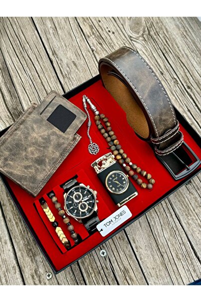 Tom Jones Orijinal Tom Jones Kol Saati - Kemer  Kartlık Cüzdan - Doğal Taş Te...