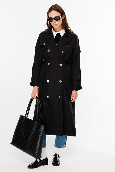 Hooopstore Μαύρο Oversize Soft Trench Coat