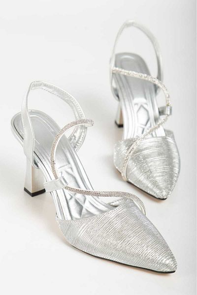 Elegant steps Platinum Stiletto - Pantofi cu spatele deschis cu model Dukulu și val