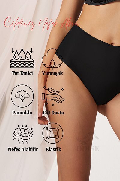 ODISE Γυναικεία βαμβακερά εσώρουχα με φαρδύ γείσο Lycra με ψηλή μέση - Πακέτο 5 μεγεθών