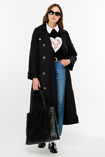Hooopstore Soft Oversize Siyah Trençkot