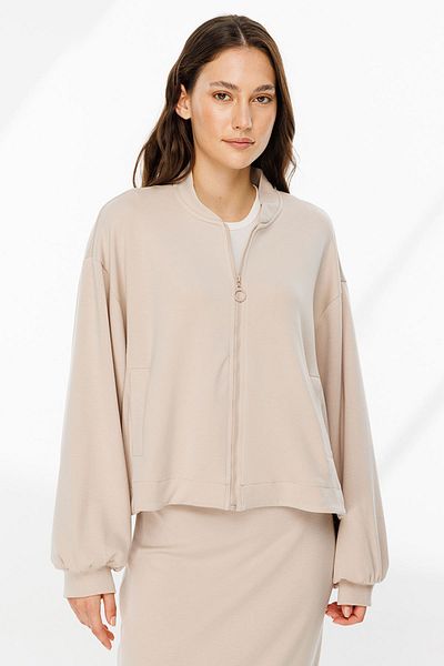 Hooopstore Πέτρινο πολύχρωμο μπουφάν Bomber - Λεπτομέρεια με φερμουάρ