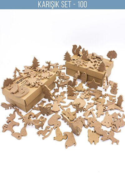 na neşeli ahşap 100 adet ahşap hayvan  ağaç figürü  yılbaşı süsleri deniz ürünleri okulöncesi ahşap oyuncak boyama