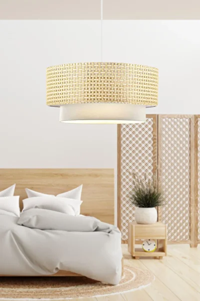 Art&Gift Rakkas Wicker Fabric Cake Pendant Lamp Bedroom - Chandelier Living Room and Dining Room