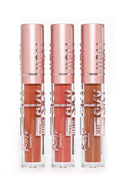 Cosha Beauty Rose Sky Matte 3'lü Mat, Kalıcı Ruj Seti