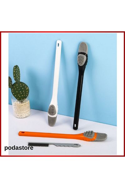 podastore مجموعة فرش سيليكون مكونة من قطعتين - تنظيف مفصل لوعاء المرحاض