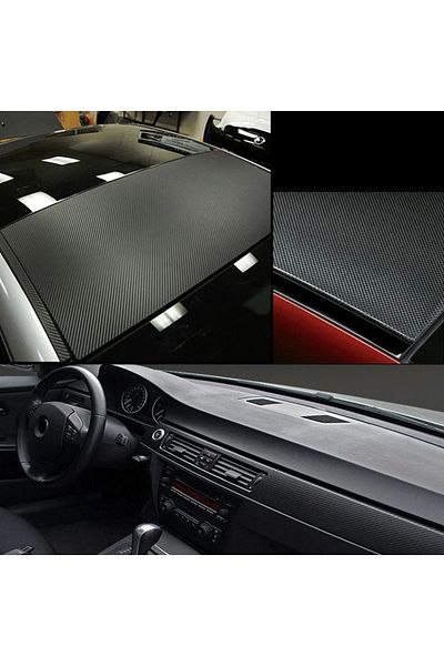 ESEMİZ Black 3D Serrated Pattern - Durable Carbon Foil with Air Duct (152cm X 2m)