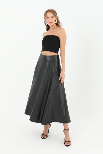 Puane Kadın Suni Deri Çan Etek 18203