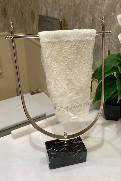 ege gross Marble Base Brass Hand Towel Holder Silver -Marble U Towel Holder