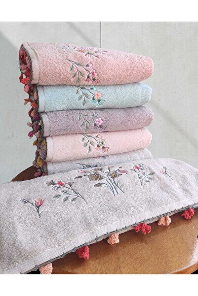GONCA TEKSTİL El işi Dantelli Lale 50x90 cm Yüz havlusu