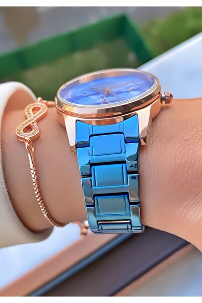 Ferrucci Ferruci Marka Açık Mavi Çelik Kordon 2 Yıl Garantili Kadın Kol Saati - Bileklik Hediyeli
