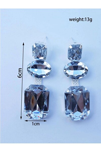 Estilo Lingerie Bohem Tarzı Şık Beyaz Kristal Taşlı Küpe Abiye Takısı Gece Takısı Sevgiliye Hediye Anneye Hediye