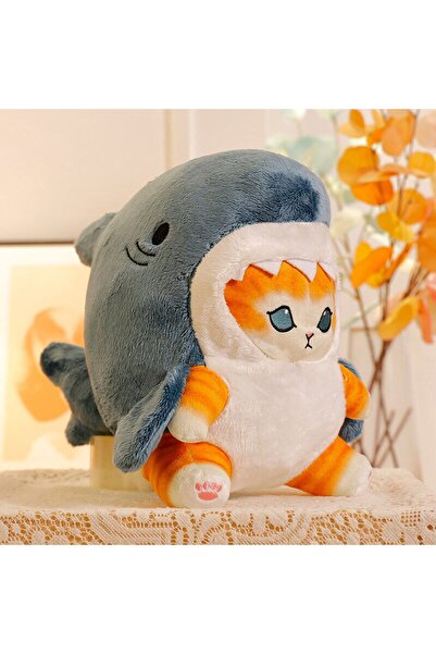 NB market Köpekbalığı kostümlü sevimli kedicik mofusand 25cm peluş oyuncak kedi peluş
